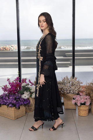 Luxe By Azure Embroidered 3 Pieces Unstitched Luxury Chiffon Suit AZ-109 Flint Fantasy