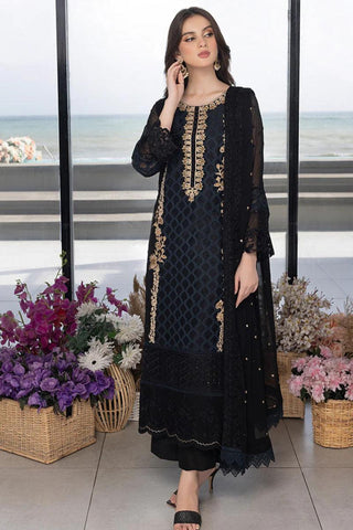 Luxe By Azure Embroidered 3 Pieces Unstitched Luxury Chiffon Suit AZ-109 Flint Fantasy