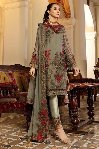 La Bella By Imrozia Premium Embroidered Chiffon Suits Unstitched 3 Piece 126 Voeux - Luxury Collection - Yumnaz