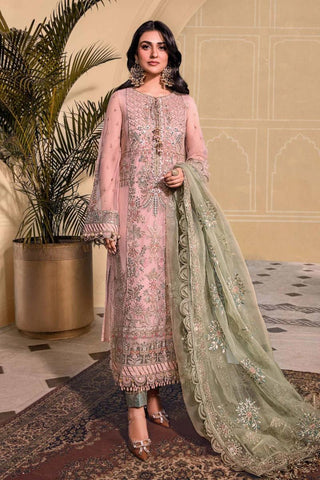 Maria.B Embroidered Net Suits Unstitched 3 Piece MB D7 - Luxury Collection - Yumnaz