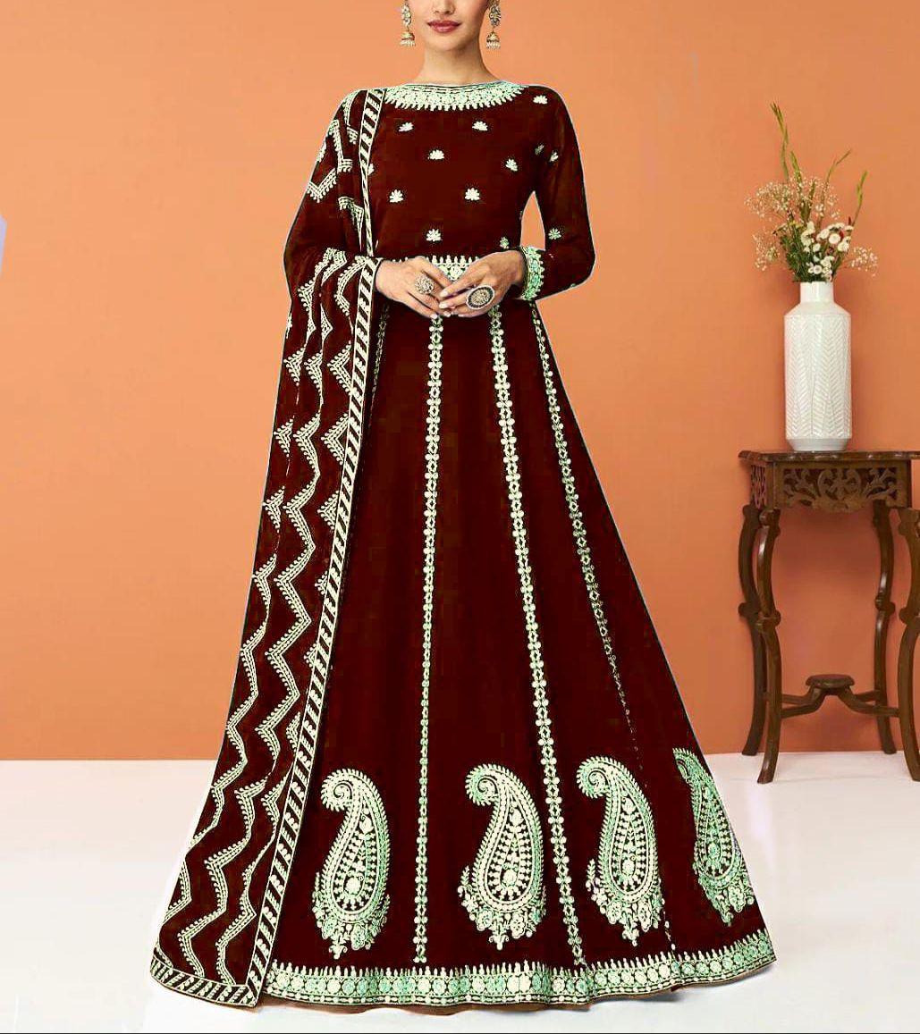 Indian Chiffon Maxi-Bridal Suits-Replica Zone