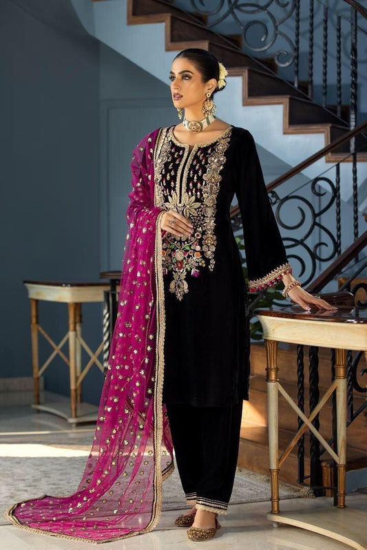 Khuda Buksh Velvet Suit - Yumnaz