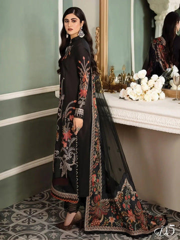 Maria.B Sateen 3 Pc Unstitched Lawn Collection Embroidered Suit D-05