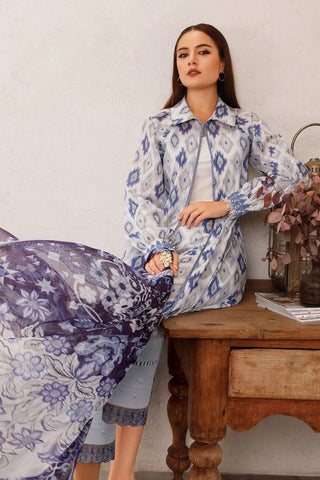 MARIA.B MBasics Lawn Collection 3 Pieces Unstitched Blue MB-111-A - Yumnaz