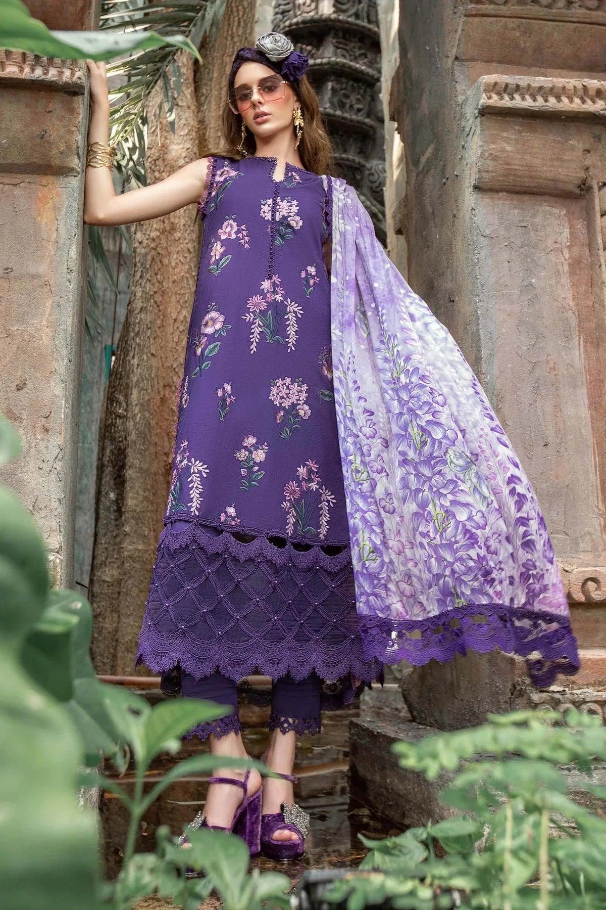 M Prints By Maria.B Embroidered Lawn Suits Unstitched 3 Piece MPT 2B - Eid Collection - Yumnaz