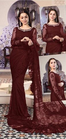 Maria B Chiffon Saaree-Bridal Suits-Replica Zone