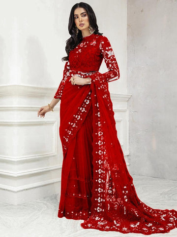 Maria B Net Saaree-Bridal Suits-Replica Zone