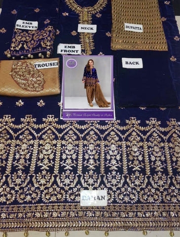 Maria B Velvet Suit - Yumnaz