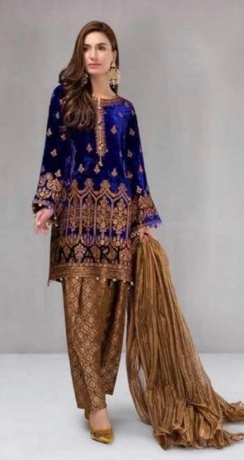 Maria B Velvet Suit - Yumnaz