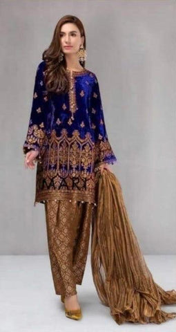 Maria B Velvet Suit - Yumnaz