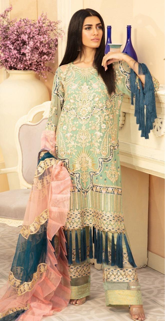 Maryams Chiffon Suit - Yumnaz