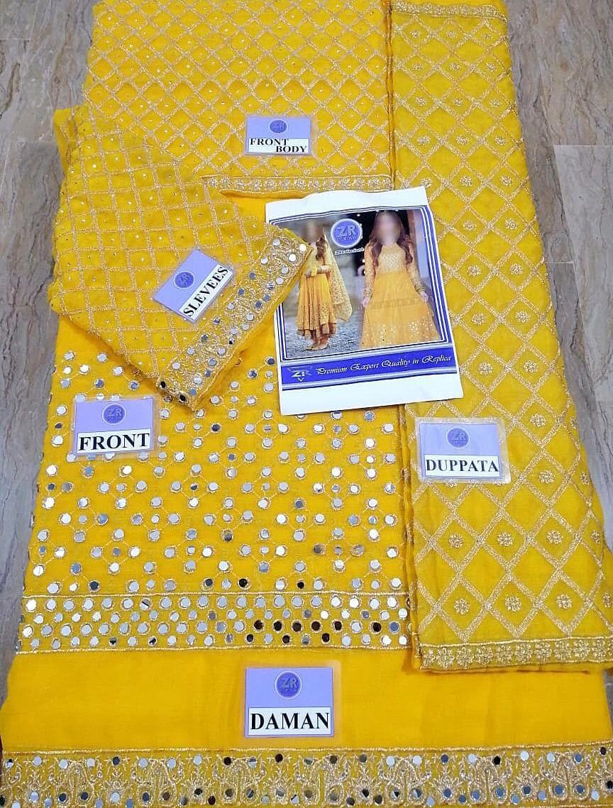 Mehendi Chiffon Bridal Suit - Yumnaz