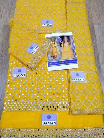 Mehendi Chiffon Bridal Suit - Yumnaz
