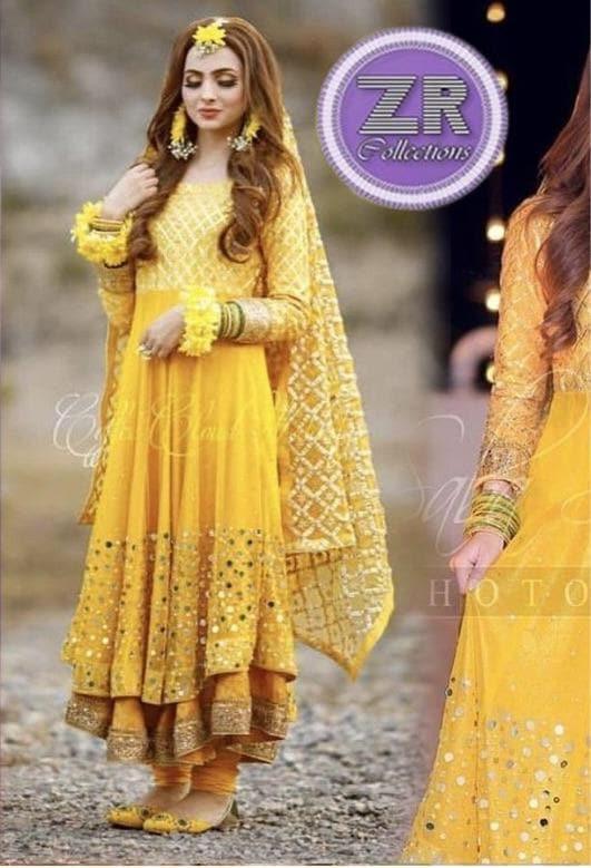 Mehendi Chiffon Bridal Suit - Yumnaz