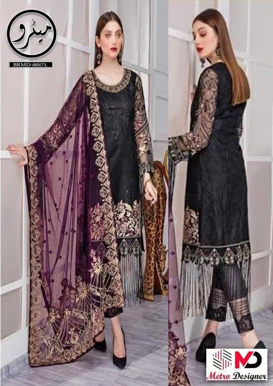 Minhal Chiffon Suit - Yumnaz