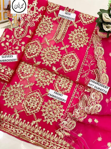 Party Wear Organza Suit - Yumnaz