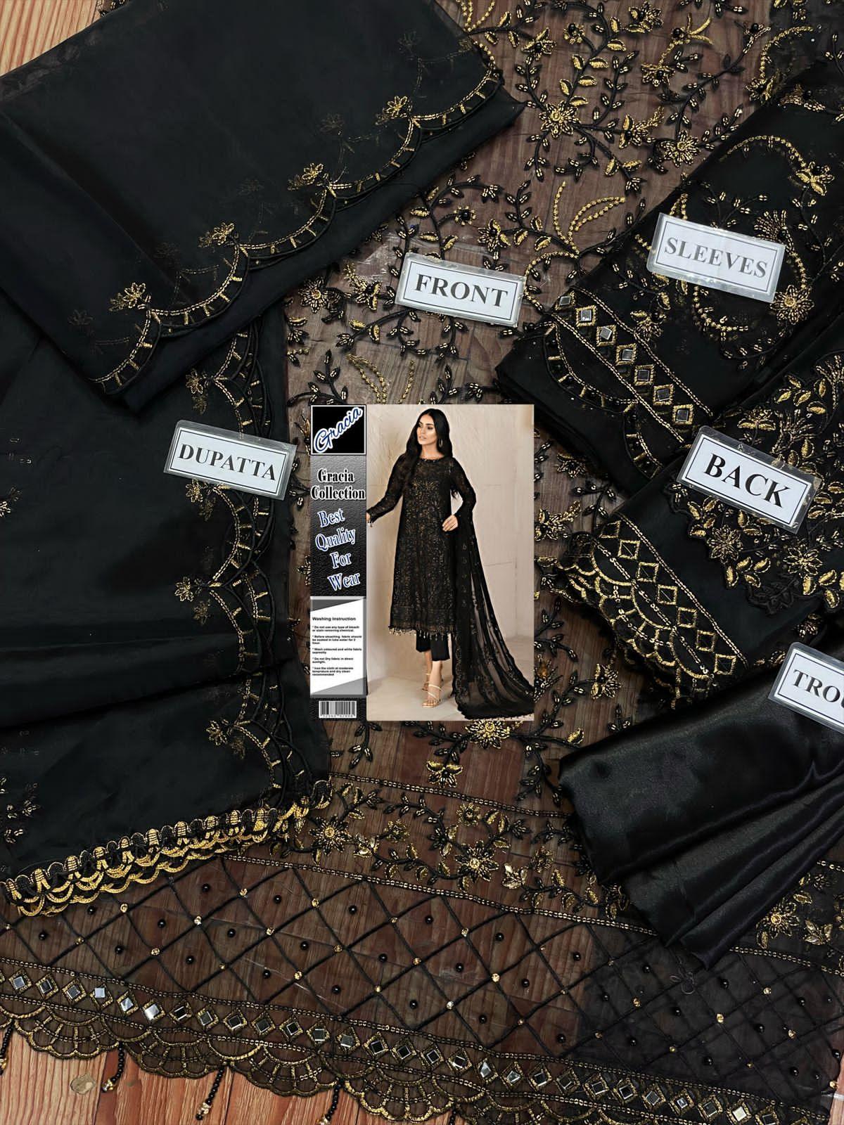 Party Wear Organza Suit - Yumnaz
