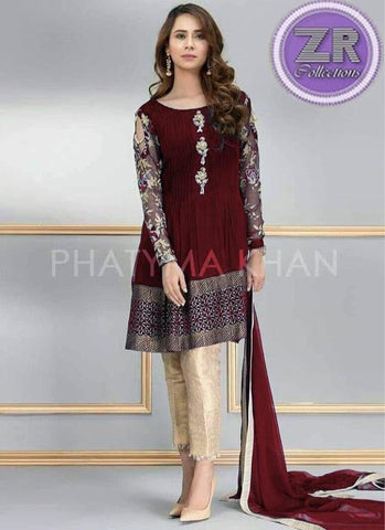 Phatyma Khan Chiffon Suit-Replica Suits-Replica Zone