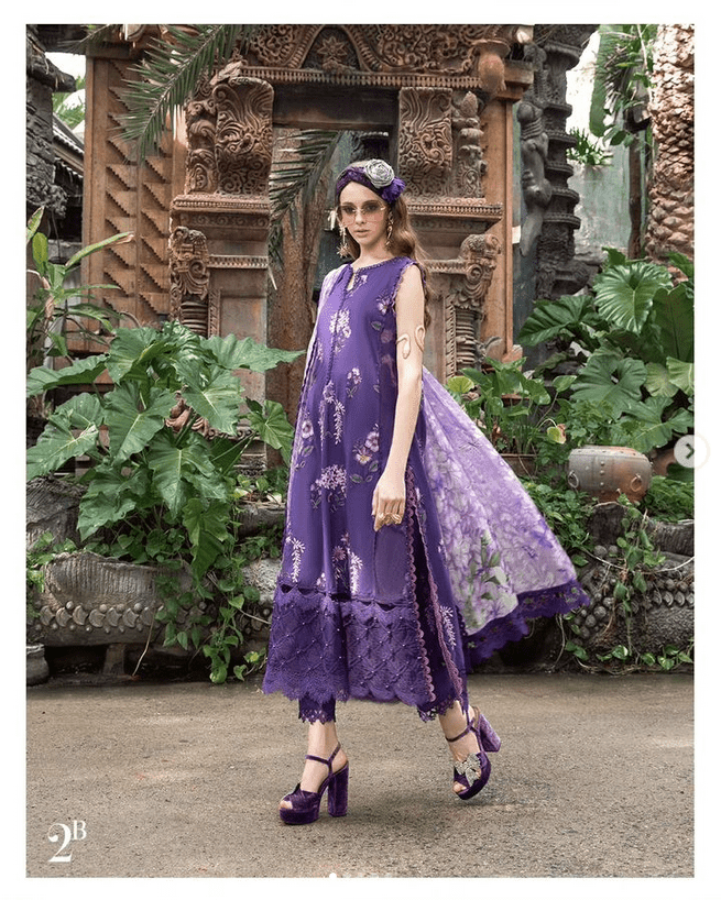 M Prints By Maria.B Embroidered Lawn Suits Unstitched 3 Piece MPT 2B - Eid Collection - Yumnaz