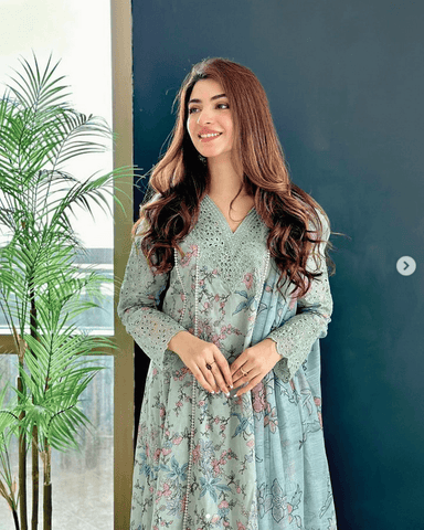 Dastaan By Iznik Embroidered Lawn Suits Unstitched 3 Piece IZ-06 Badar - Summer Collection - Yumnaz