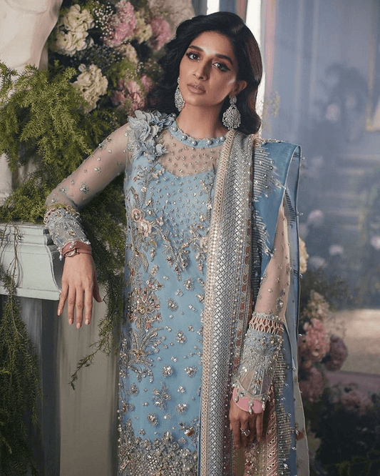 Elan Embroidered Net Suits Unstitched 4 Piece EC21-01 ELMAS - Wedding Collection - Yumnaz