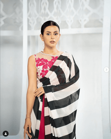 yumnaz Festive Collection Stripes Saree Afsil Unstitched