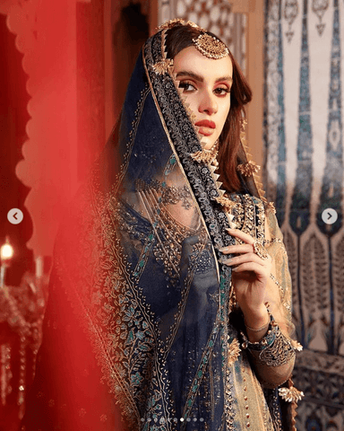 Maria.B Mbroidered Wedding Collection Net Embroidered 3 Pieces Unstitched - D8