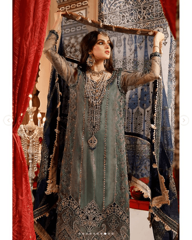 Maria.B Mbroidered Wedding Collection Net Embroidered 3 Pieces Unstitched - D8