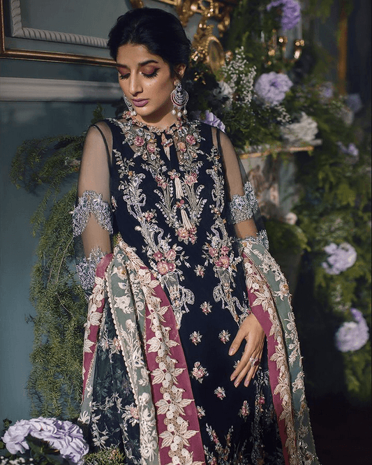 Elan Embroidered Chiffon Suits Unstitched 3 Piece EL21WF EC21-03 SEDA - Wedding Collection - Yumnaz