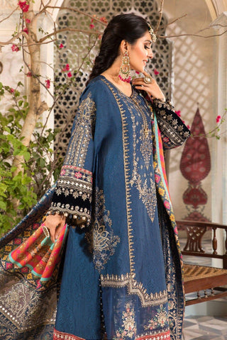Maria.B Midnight Blue BD-2407 Heritage Luxury Chiffon Collection Unstitched 3 Pieces - Yumnaz