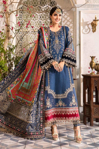 Maria.B Midnight Blue BD-2407 Heritage Luxury Chiffon Collection Unstitched 3 Pieces - Yumnaz