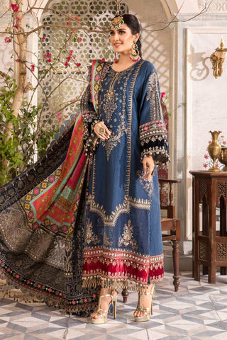 Maria.B Midnight Blue BD-2407 Heritage Luxury Chiffon Collection Unstitched 3 Pieces - Yumnaz