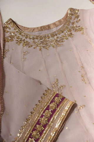 Agha Noor Sabah Organza 3pc Unstitched - Yumnaz
