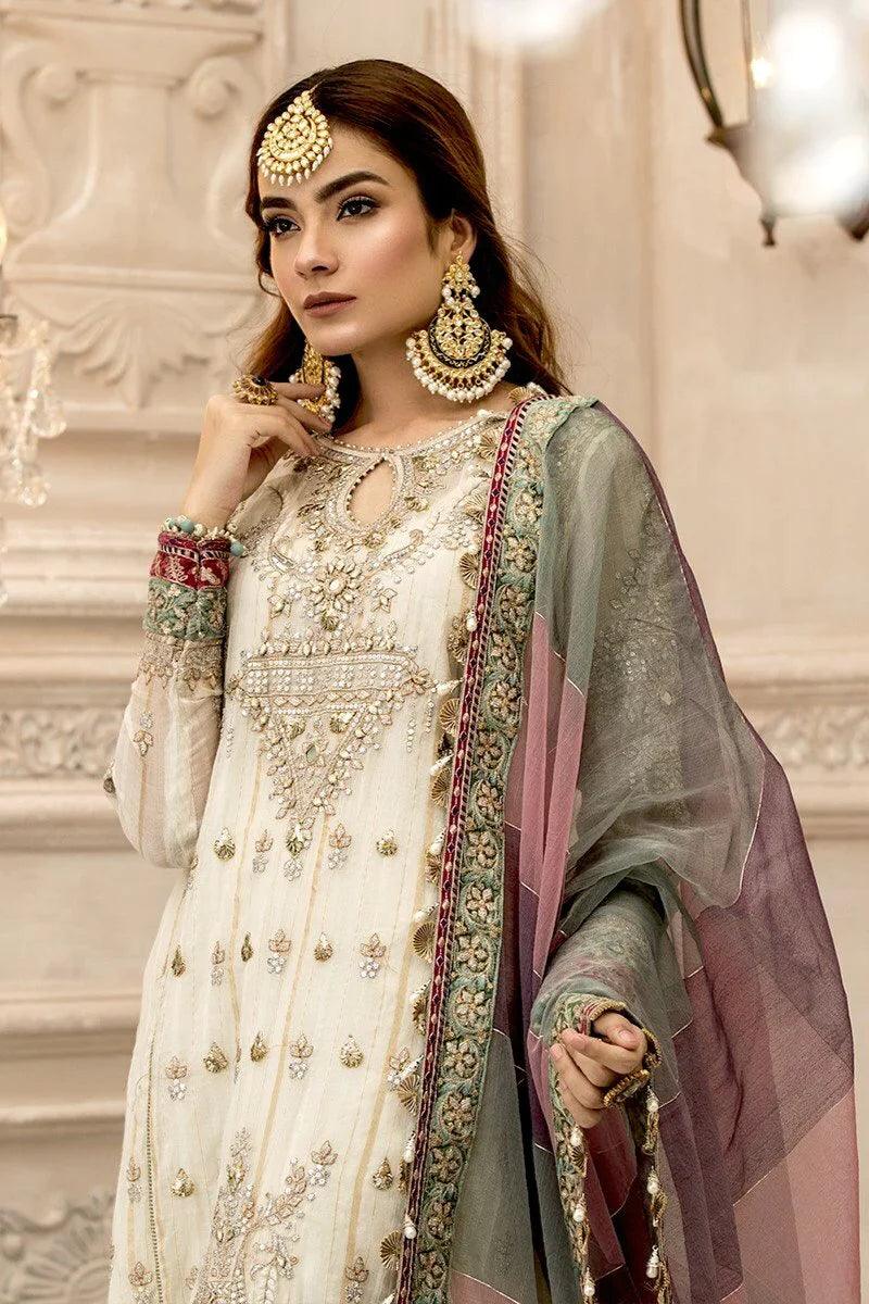 Maria.B Embroidered Unstitched 3 Piece Suit D- 02 - Luxury Wedding Collection - Yumnaz