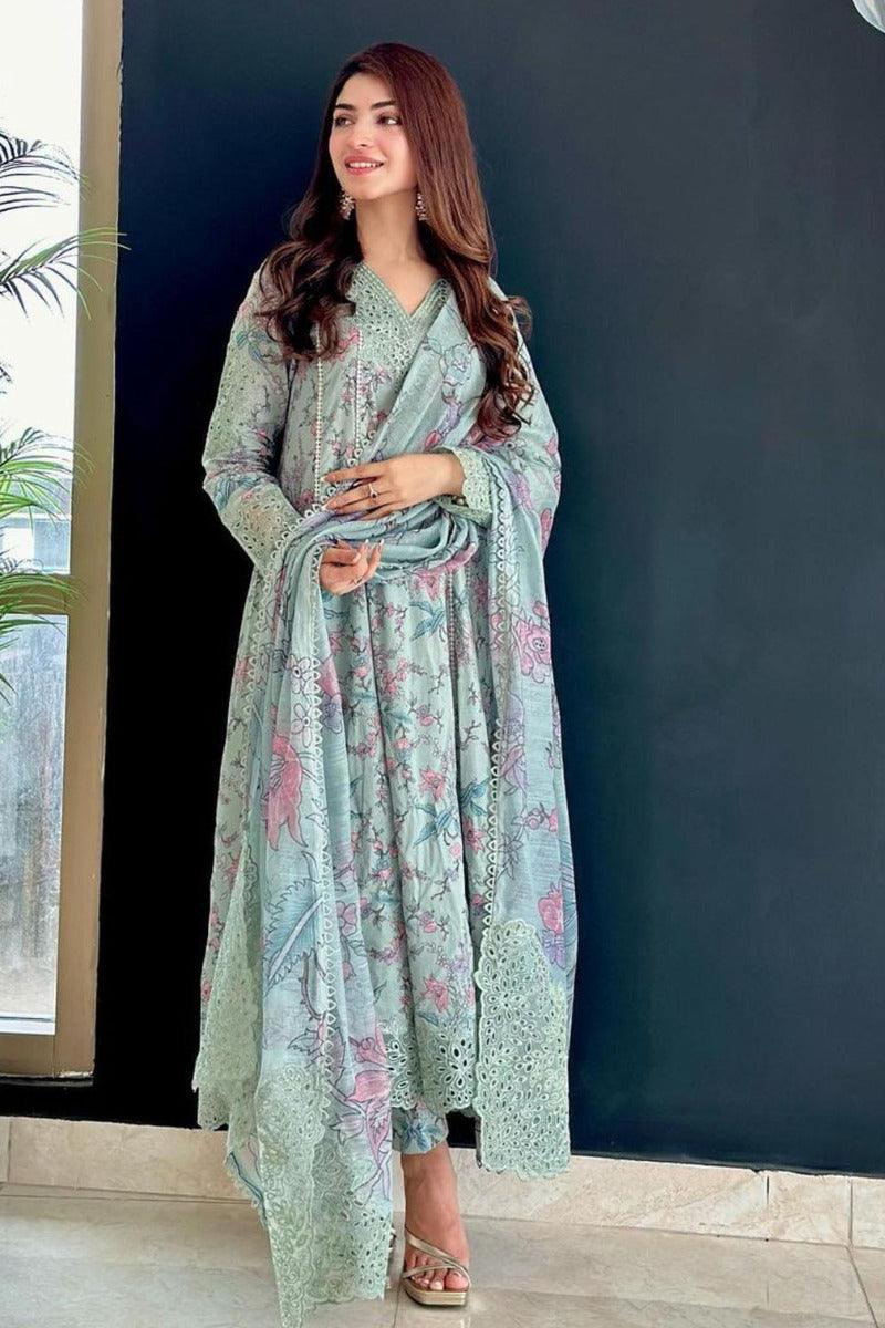 Dastaan By Iznik Embroidered Lawn Suits Unstitched 3 Piece IZ-06 Badar - Summer Collection - Yumnaz