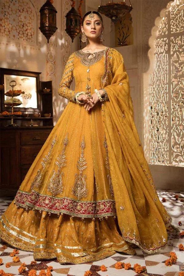 Maria.B Brides Mbroidered Wedding Collection FX-842 Unstitched Pure Chiffon - Yumnaz