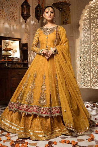 Maria.B Brides Mbroidered Wedding Collection FX-842 Unstitched Pure Chiffon - Yumnaz