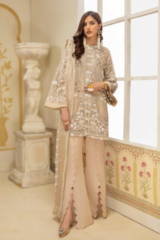 Ivory Luxe by Basit Sipra Wedding Collection 3 Pieces Unstitched Luxe 01 - Yumnaz