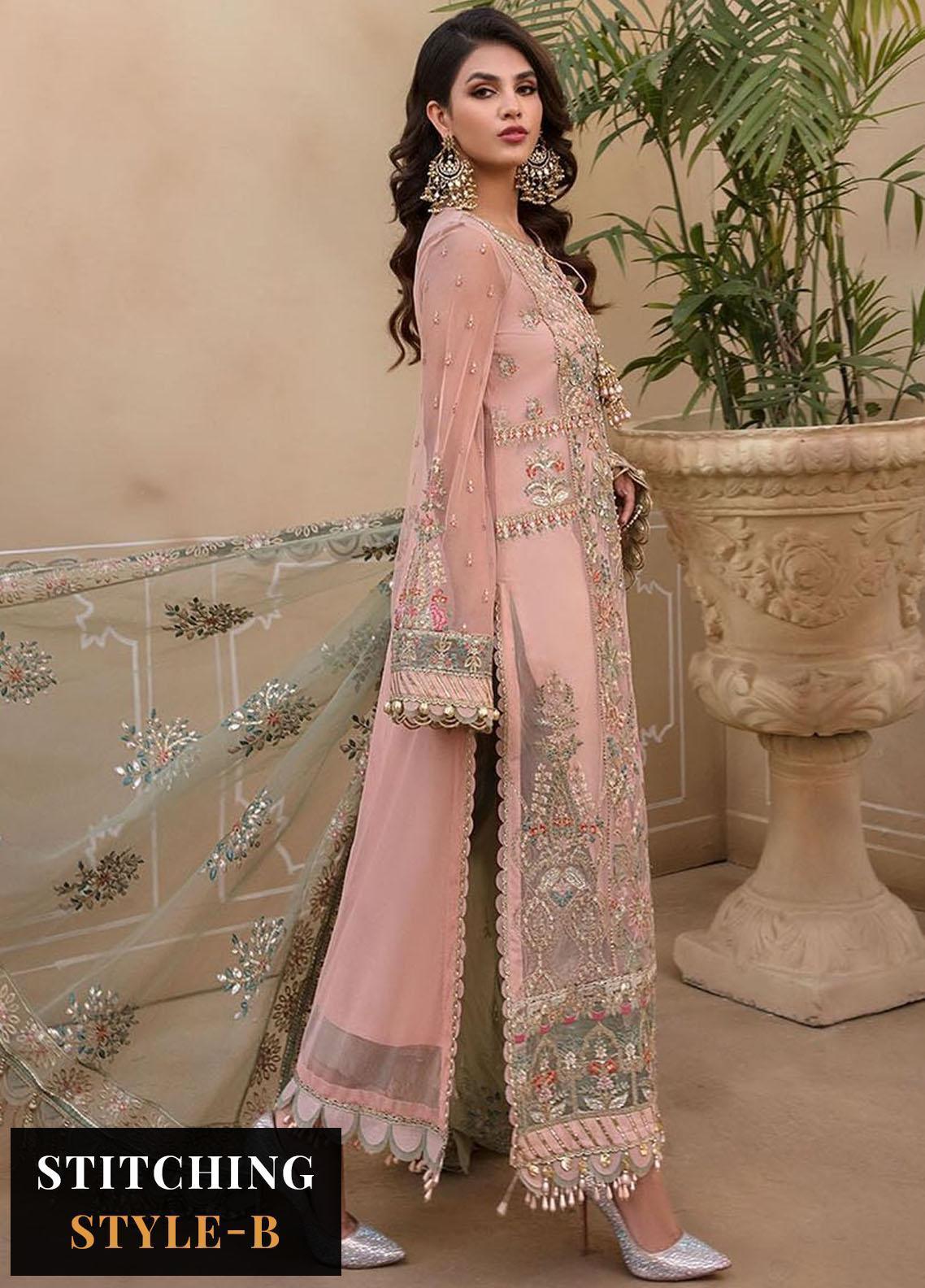 Maria.B Embroidered Net Suits Unstitched 3 Piece MB D7 - Luxury Collection - Yumnaz