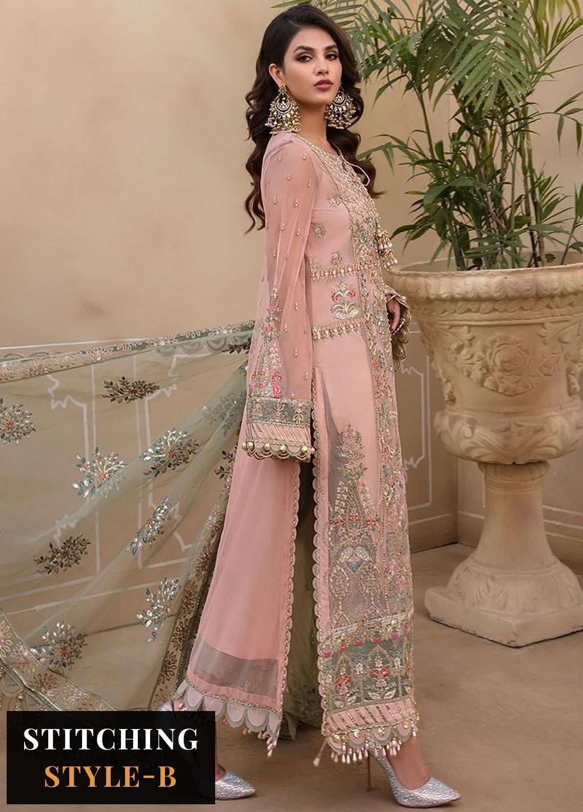 Maria.B Embroidered Net Suits Unstitched 3 Piece MB D7 - Luxury Collection