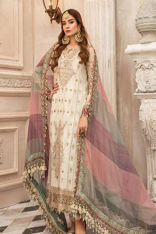Maria.B Embroidered Unstitched 3 Piece Suit D- 02 - Luxury Wedding Collection - Yumnaz