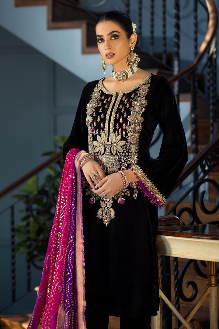 Khuda Baksh Luxury Velvet Collection Unstitched 4 Pieces - Yumnaz
