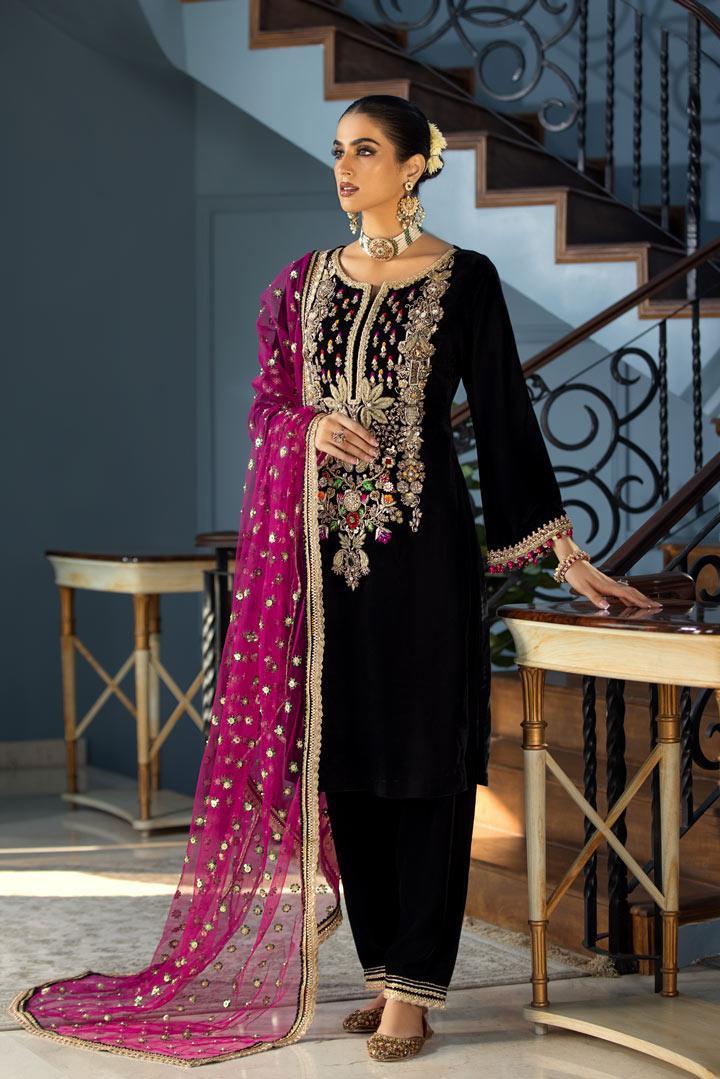 Khuda Baksh Luxury Velvet Collection Unstitched 4 Pieces - Yumnaz